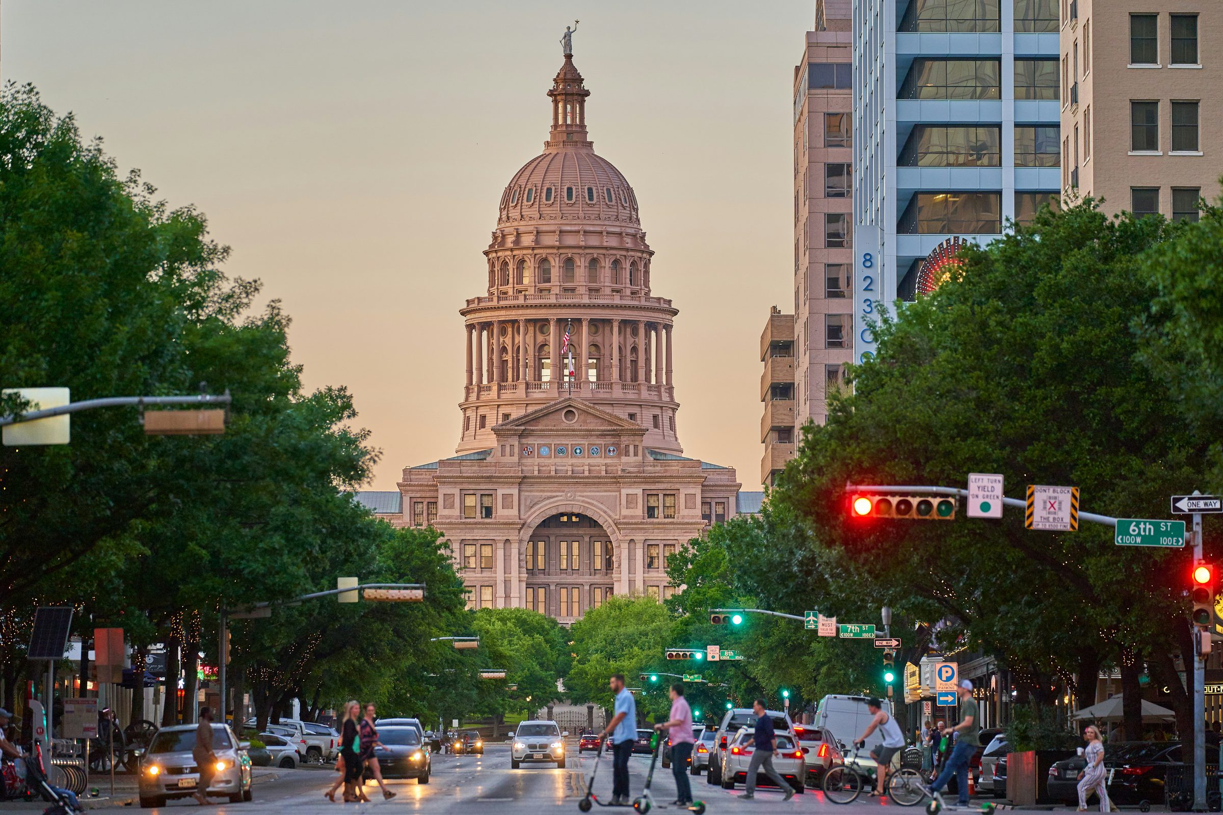 Texas State Capitol seen down Congress Avenue, Austin